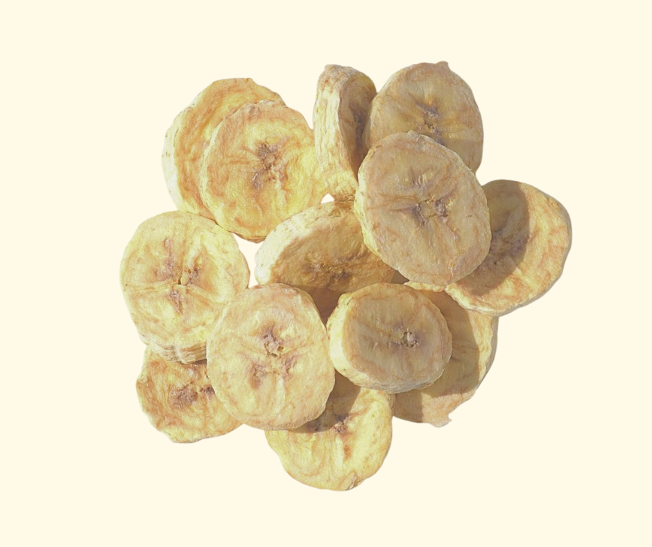 Dried bannanas on a beige background