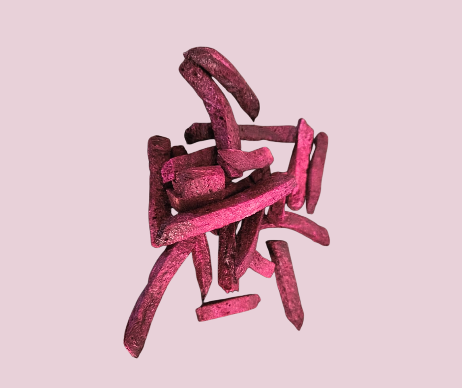 beetroot fries with pale pink background