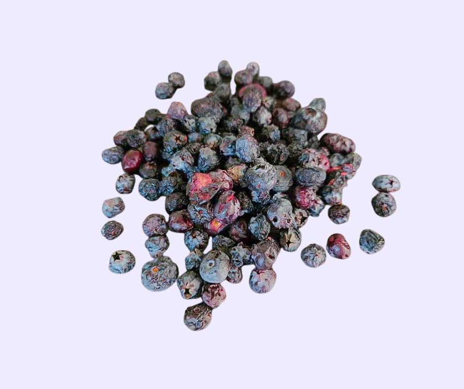 blueberries with a light purple background