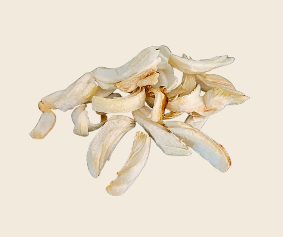 freeze dried onion slices on beige background